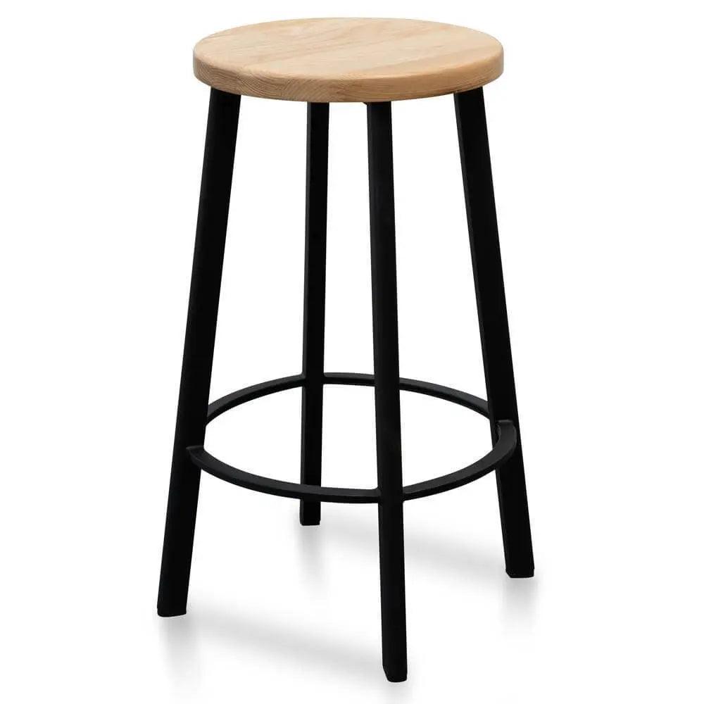 Calibre 65cm Bar Stool -With Natural Timber Seat - Black Frame BS2467-NH - StoolsBS2467-NH 2