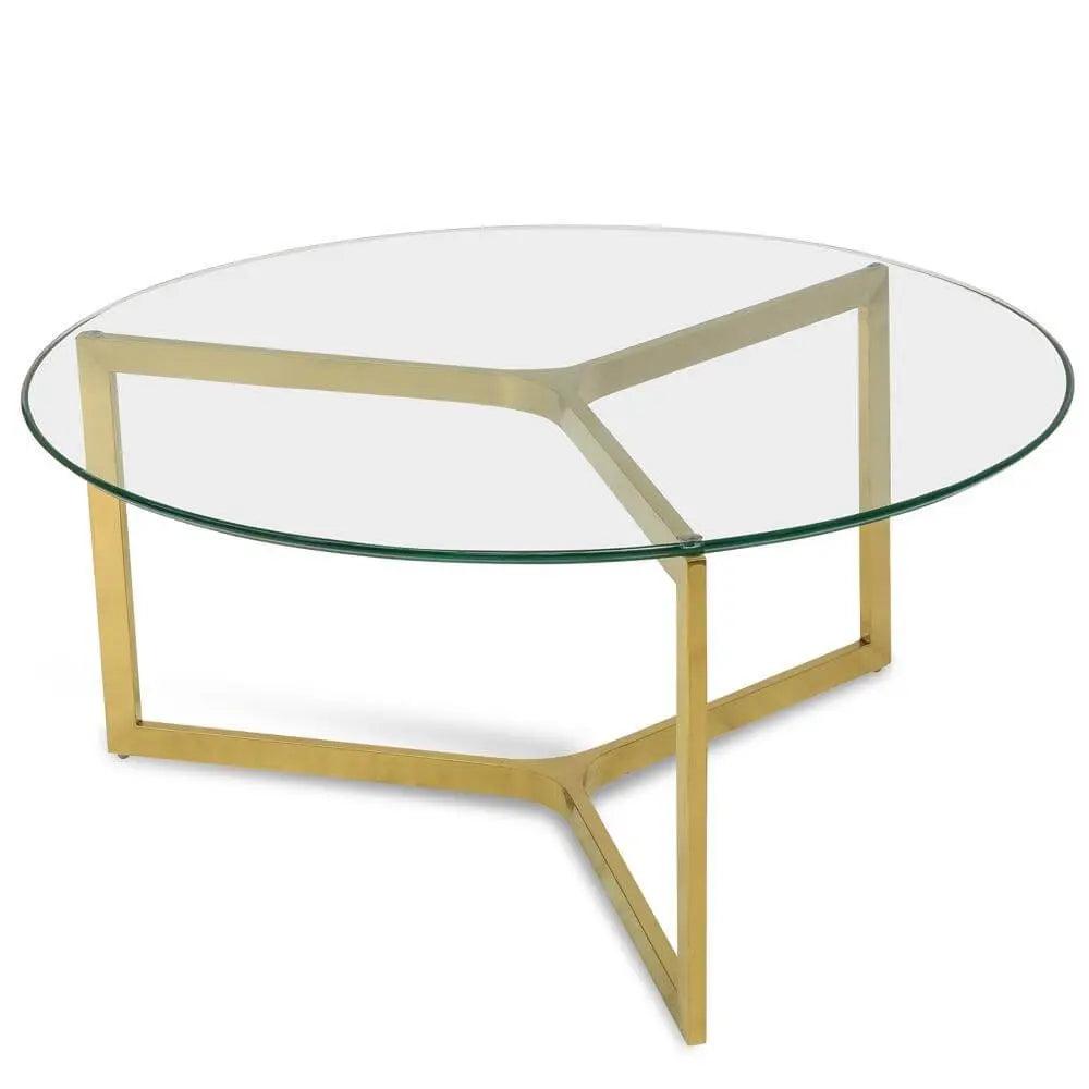 Calibre 85cm Glass Round Coffee Table - Gold Base CF2352-KS - Coffee TablesCF2352-KS 1