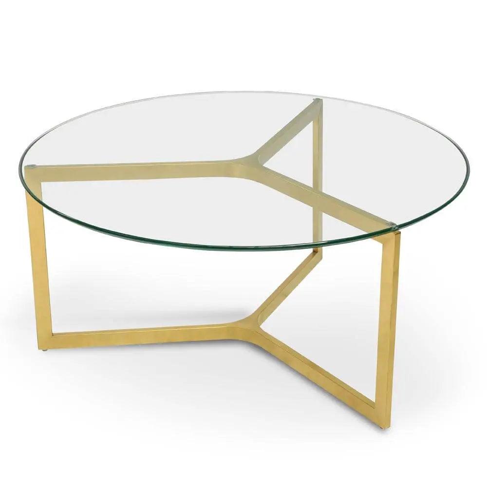 Calibre 85cm Glass Round Coffee Table - Gold Base CF2352-KS - Coffee TablesCF2352-KS 4