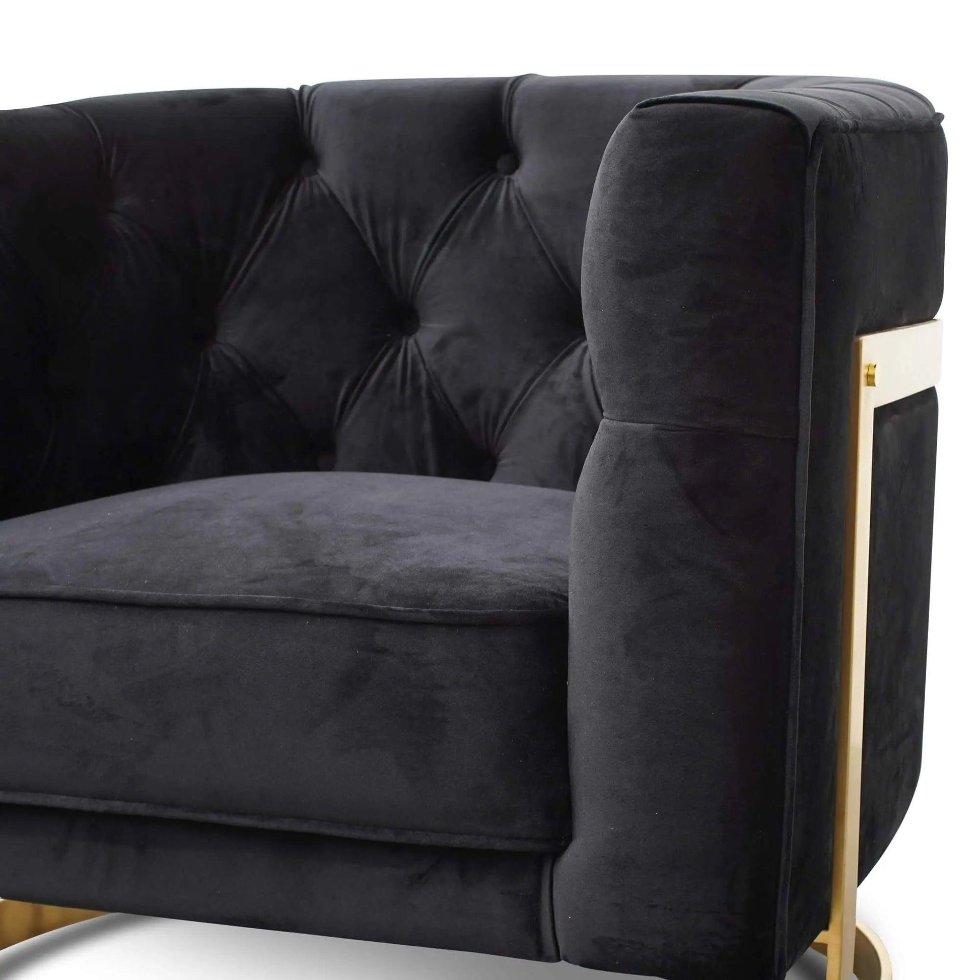 Calibre Armchair in Black Velvet - Brushed Gold Base LC2324-BS - Arm ChairsLC2324-BS 3