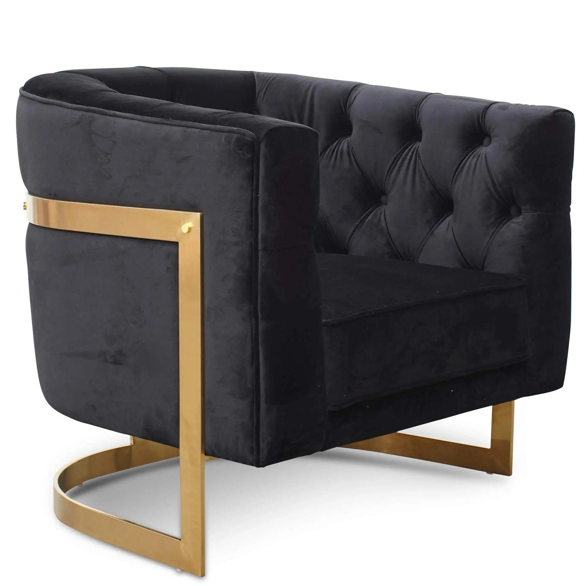 Calibre Armchair in Black Velvet - Brushed Gold Base LC2324-BS - Arm ChairsLC2324-BS 5