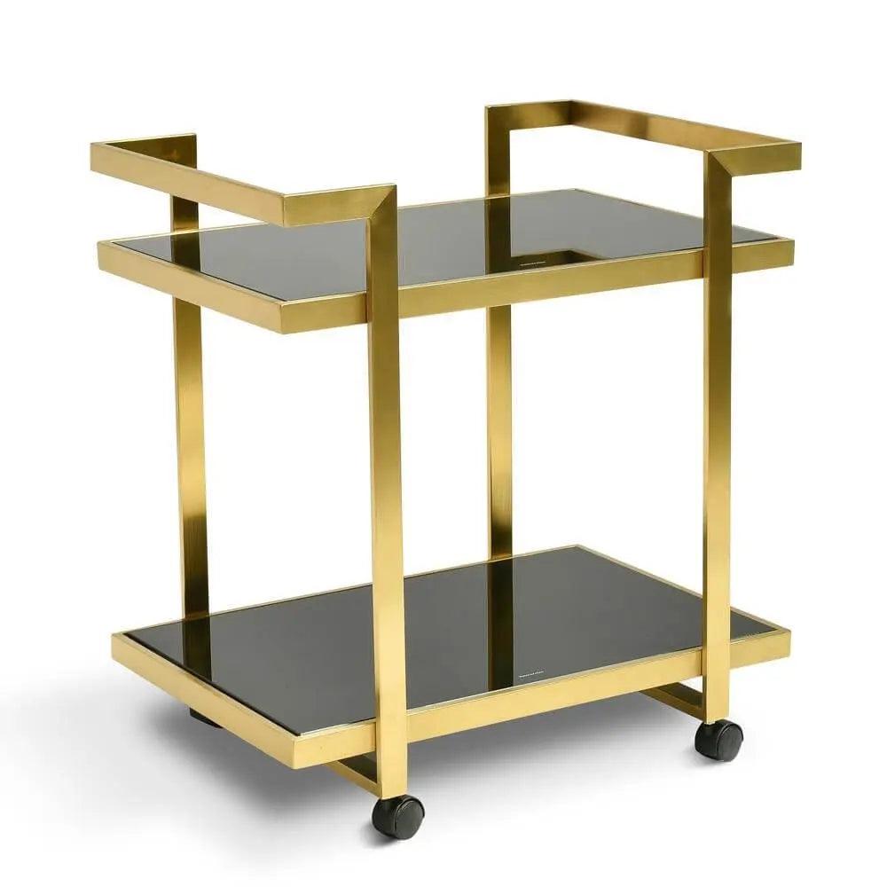 Calibre Bar Cart - Tempered Glass - Gold Base - TrolllyBR006-KS 3