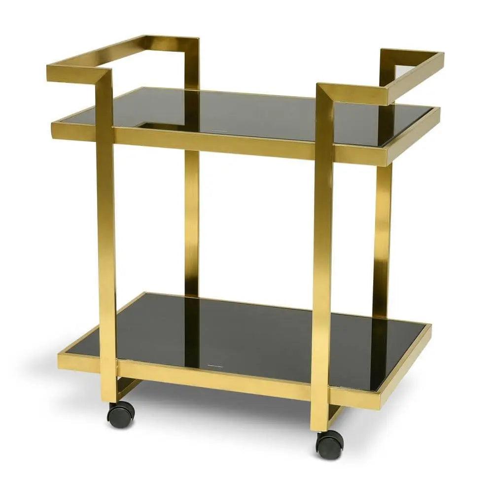 Calibre Bar Cart - Tempered Glass - Gold Base - TrolllyBR006-KS 2