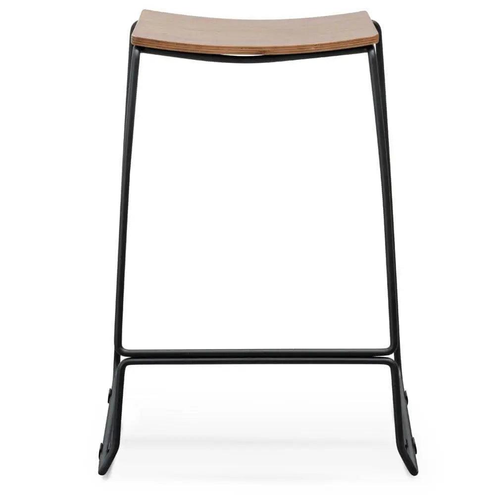 Calibre Bar Stool With Walnut Timber Seat - Black Frame BS2456-NH - StoolsBS2456-NH 1