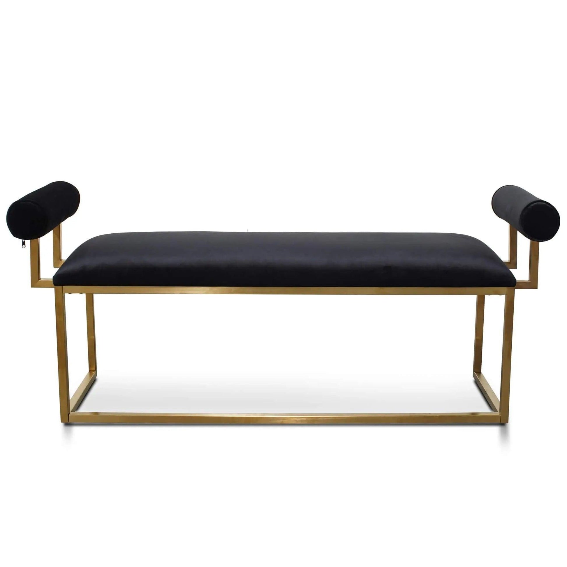 Calibre Bench In Black Velvet - Brushed Gold Base - Wood BenchLC2620-BS 1