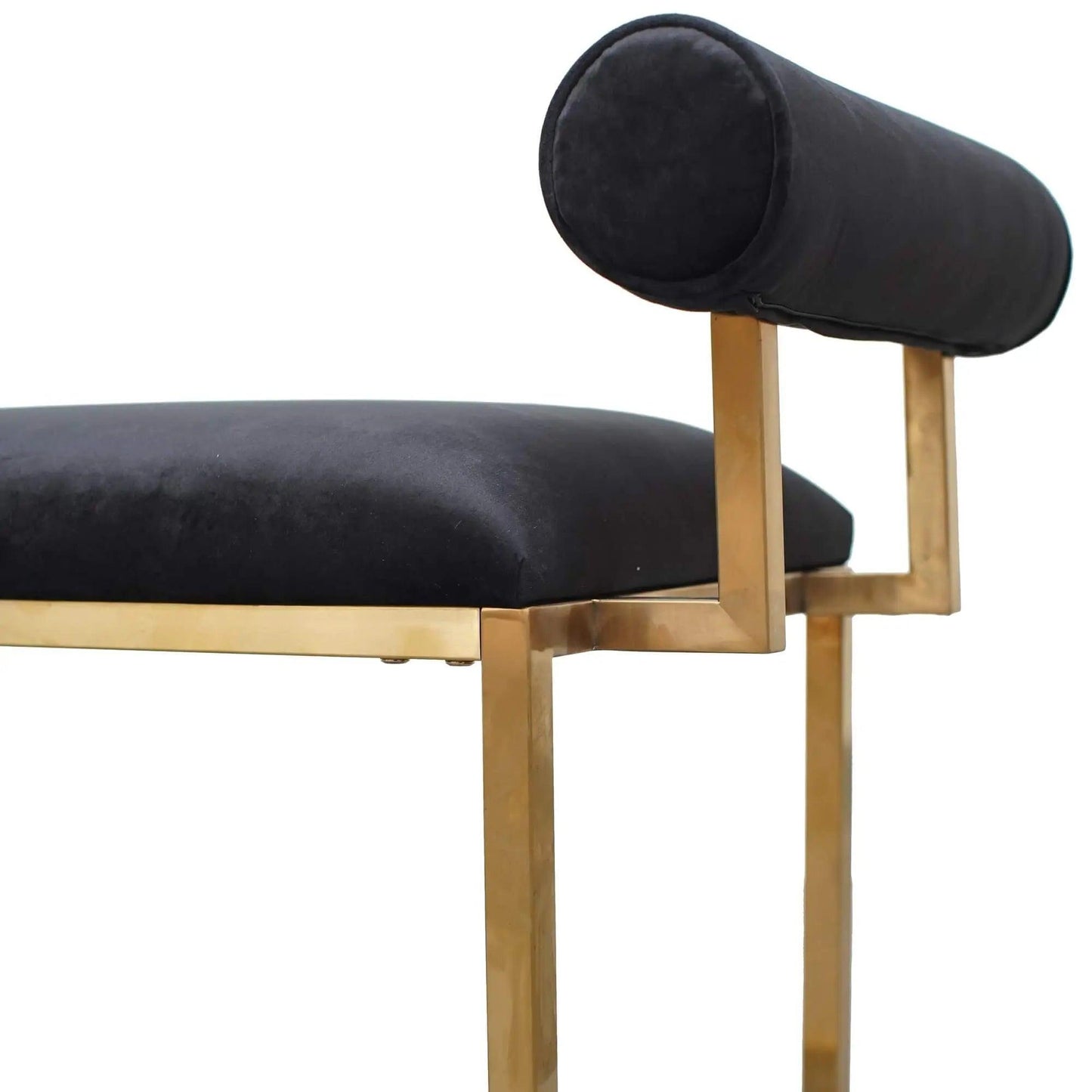 Calibre Bench In Black Velvet - Brushed Gold Base - Wood BenchLC2620-BS 4