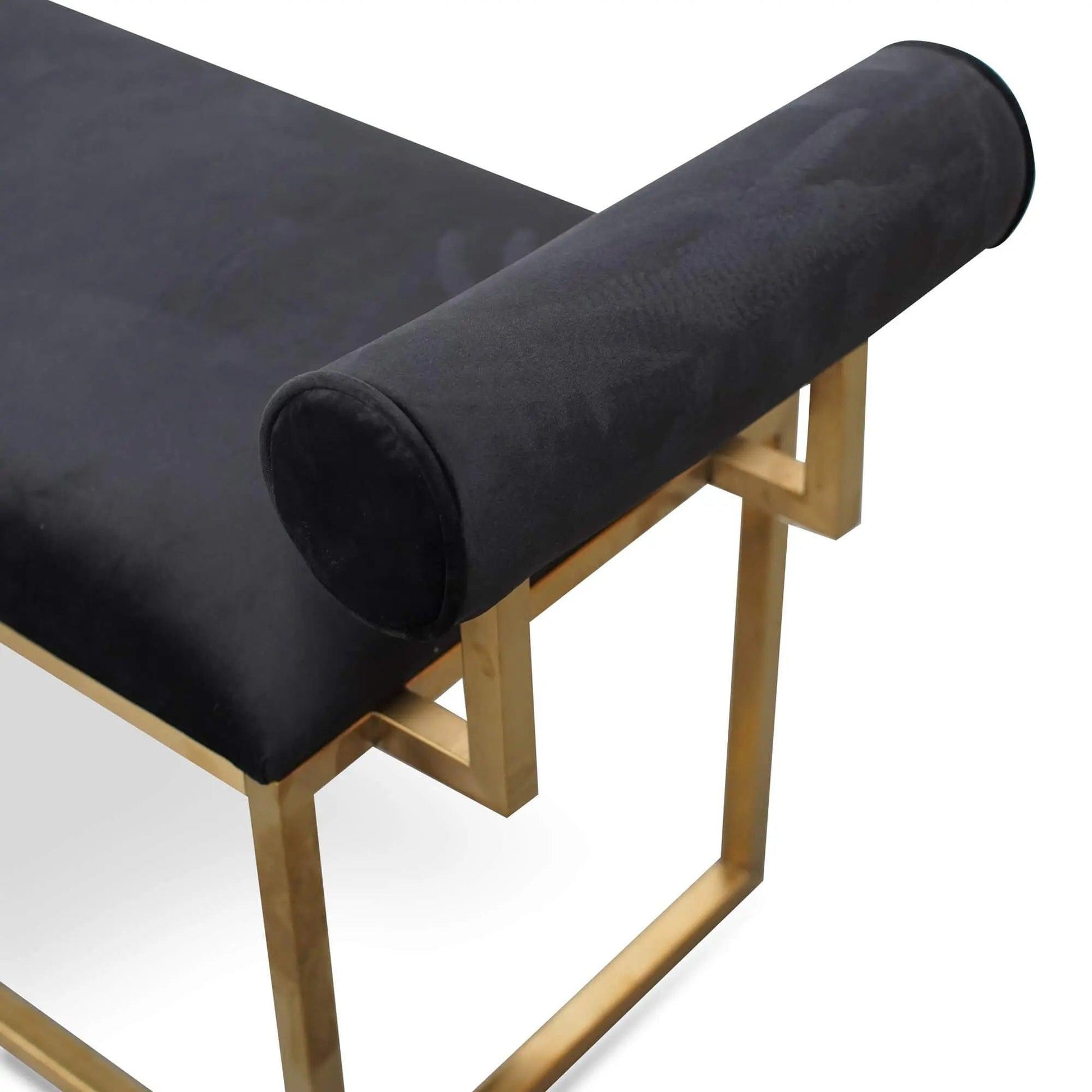 Calibre Bench In Black Velvet - Brushed Gold Base - Wood BenchLC2620-BS 5