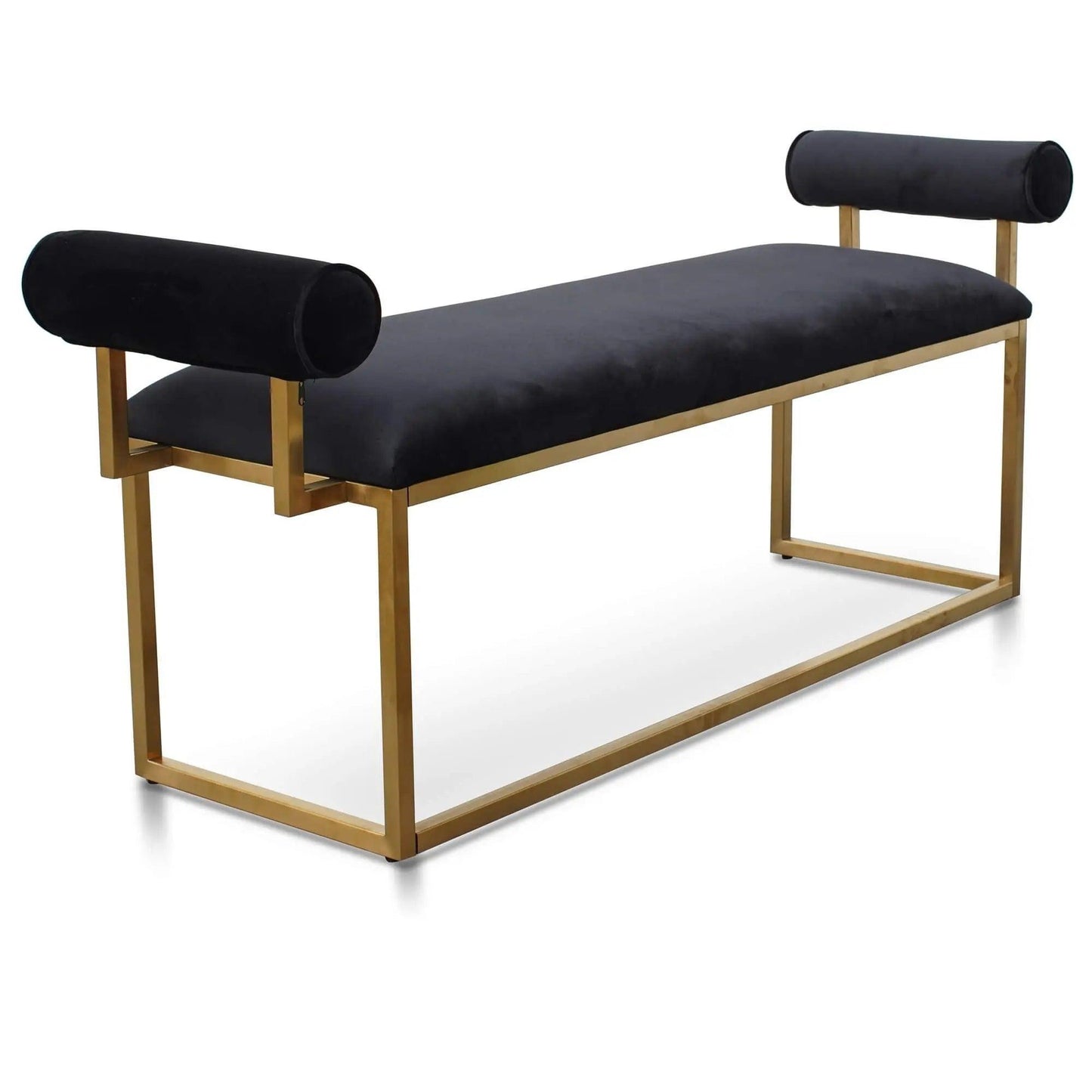 Calibre Bench In Black Velvet - Brushed Gold Base - Wood BenchLC2620-BS 3