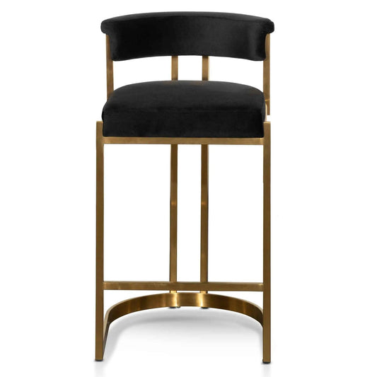 Calibre Black Velvet Bar Stool - Golden Base BS6272-BS - StoolsBS6272-BS 1