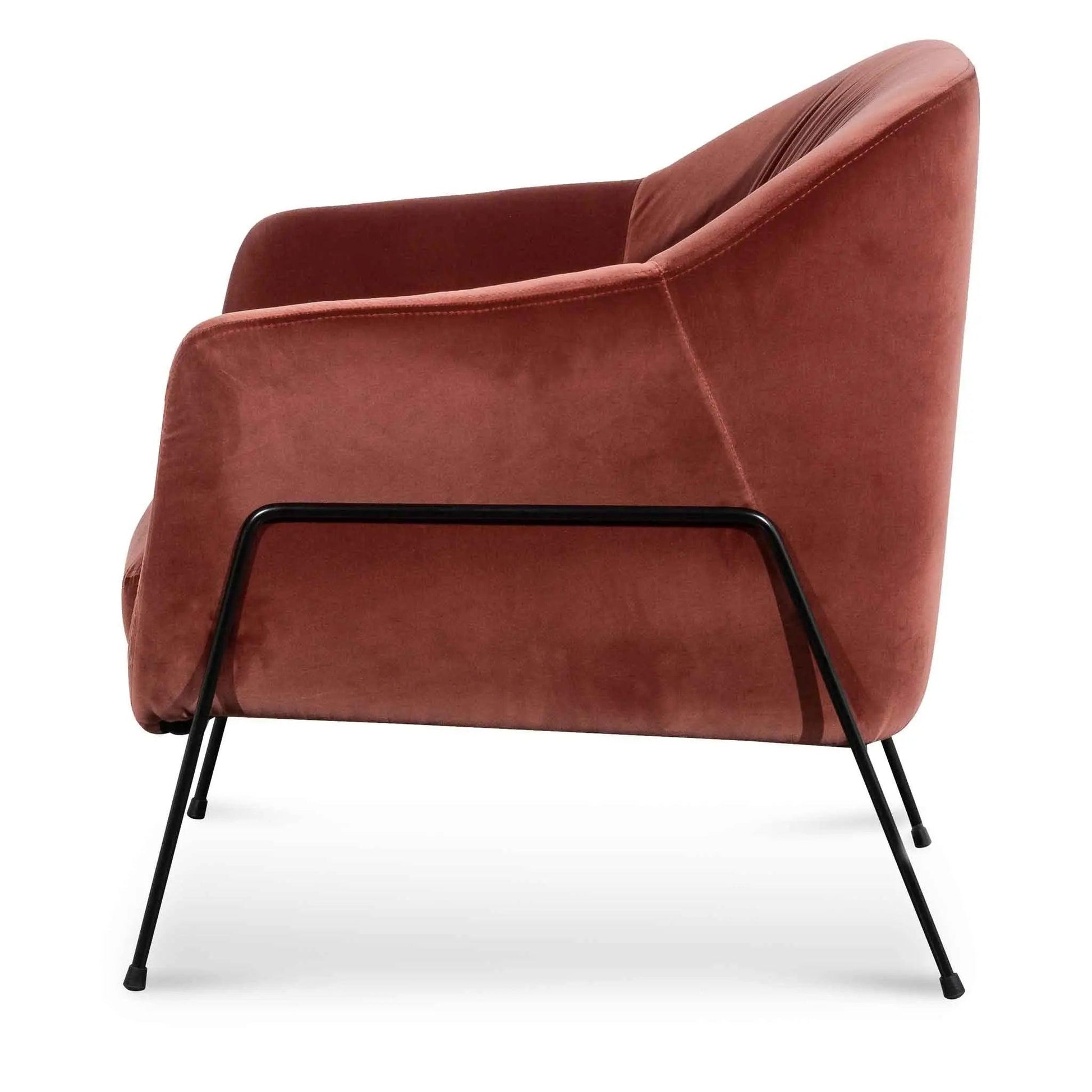 Calibre Blood Orange Velvet Armchair - Black Legs LC6255-KSO - Arm ChairsLC6255-KSO 2