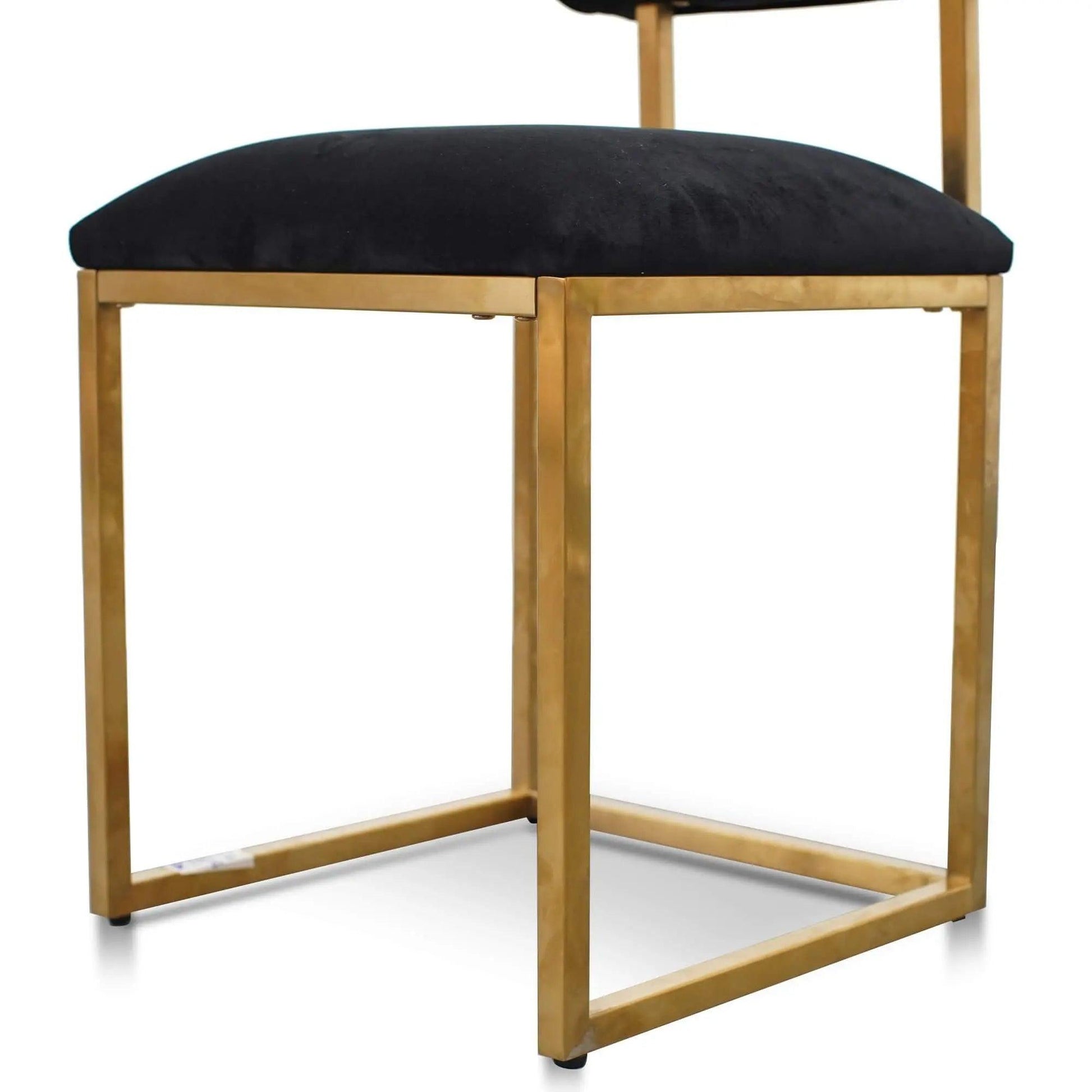 Calibre Dining Chair In Black Velvet - Brushed Gold Base - Dining ChairsDC2621-BS 4