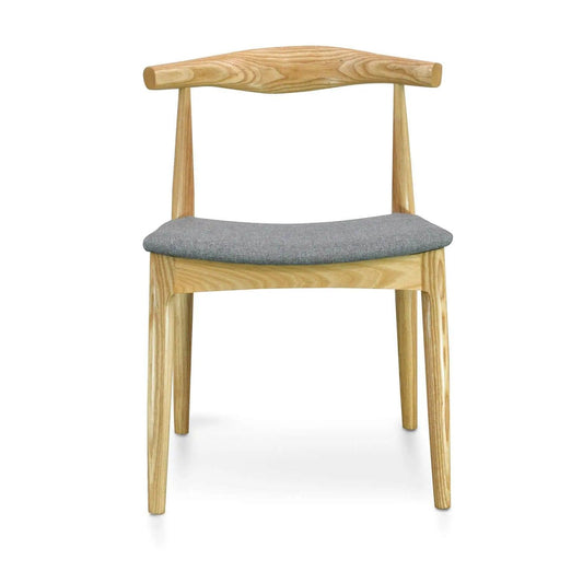 Calibre Elbow Dining Chair - Natural with Light Grey Fabric Seat DC182 - Dining ChairsDC182 1