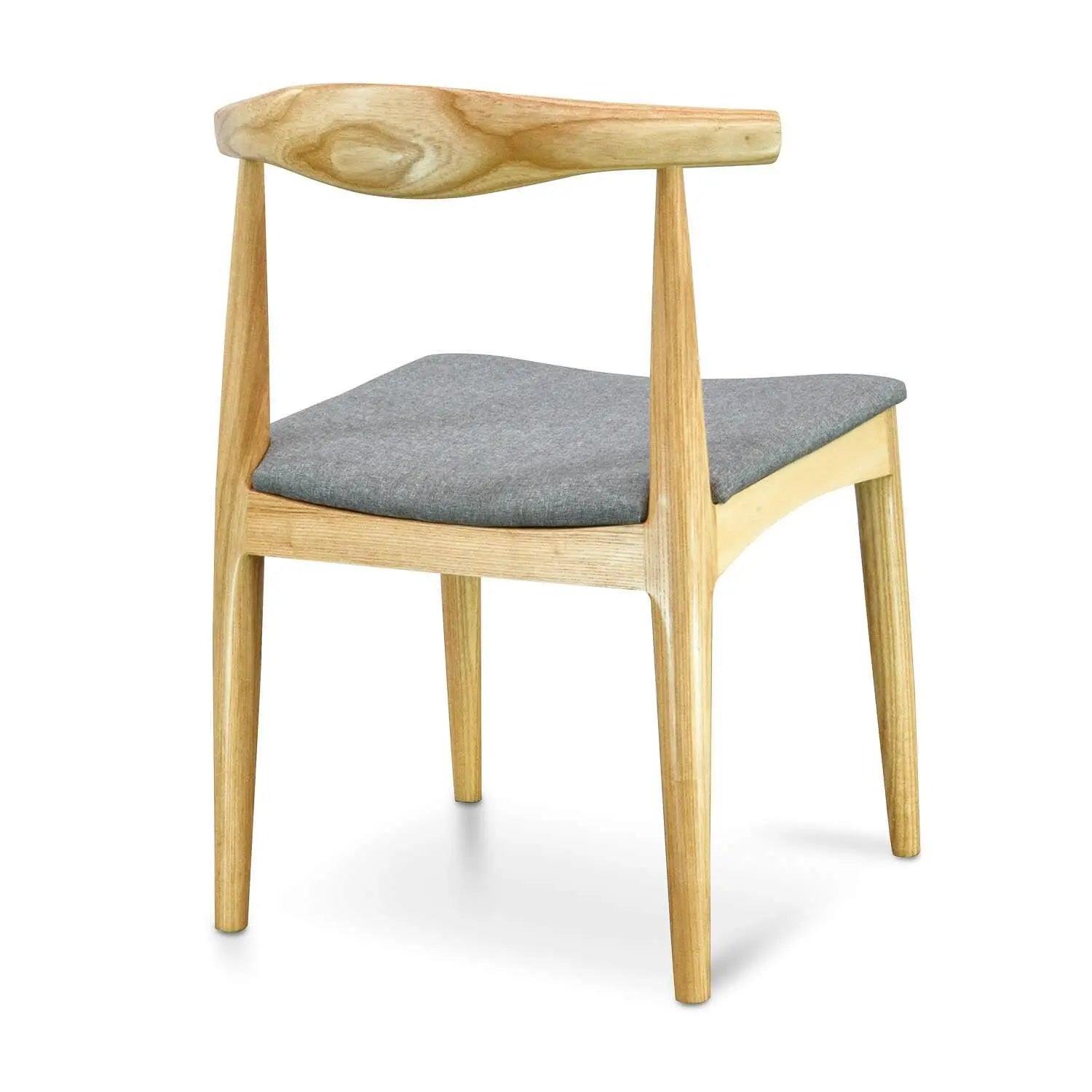 Calibre Elbow Dining Chair - Natural with Light Grey Fabric Seat DC182 - Dining ChairsDC182 4