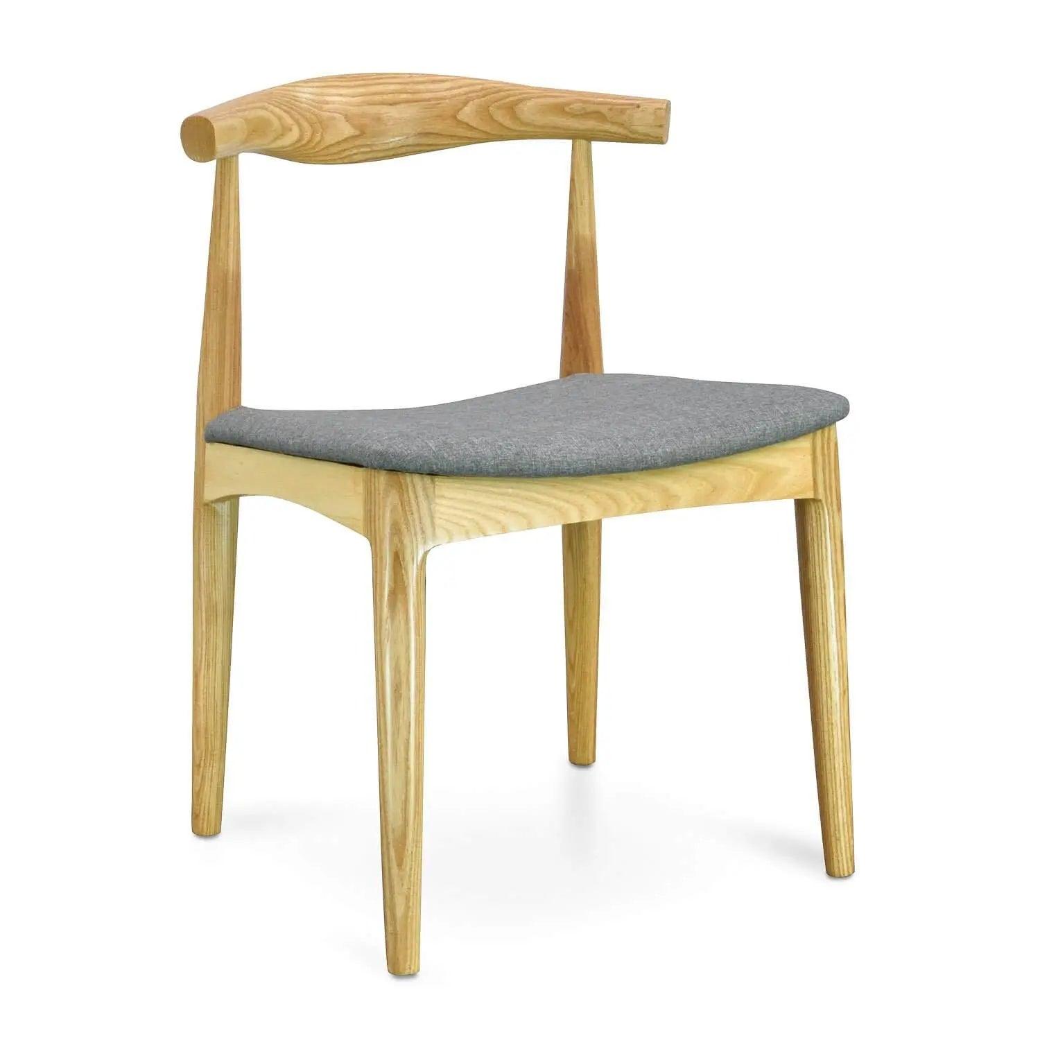 Calibre Elbow Dining Chair - Natural with Light Grey Fabric Seat DC182 - Dining ChairsDC182 2