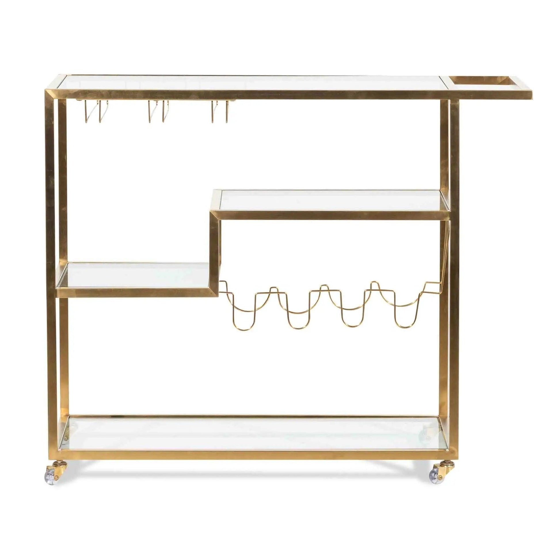 Calibre Glass Bar Cart - Brushed Gold Base BR6223-BS - TrolllyBR6223-BS 5