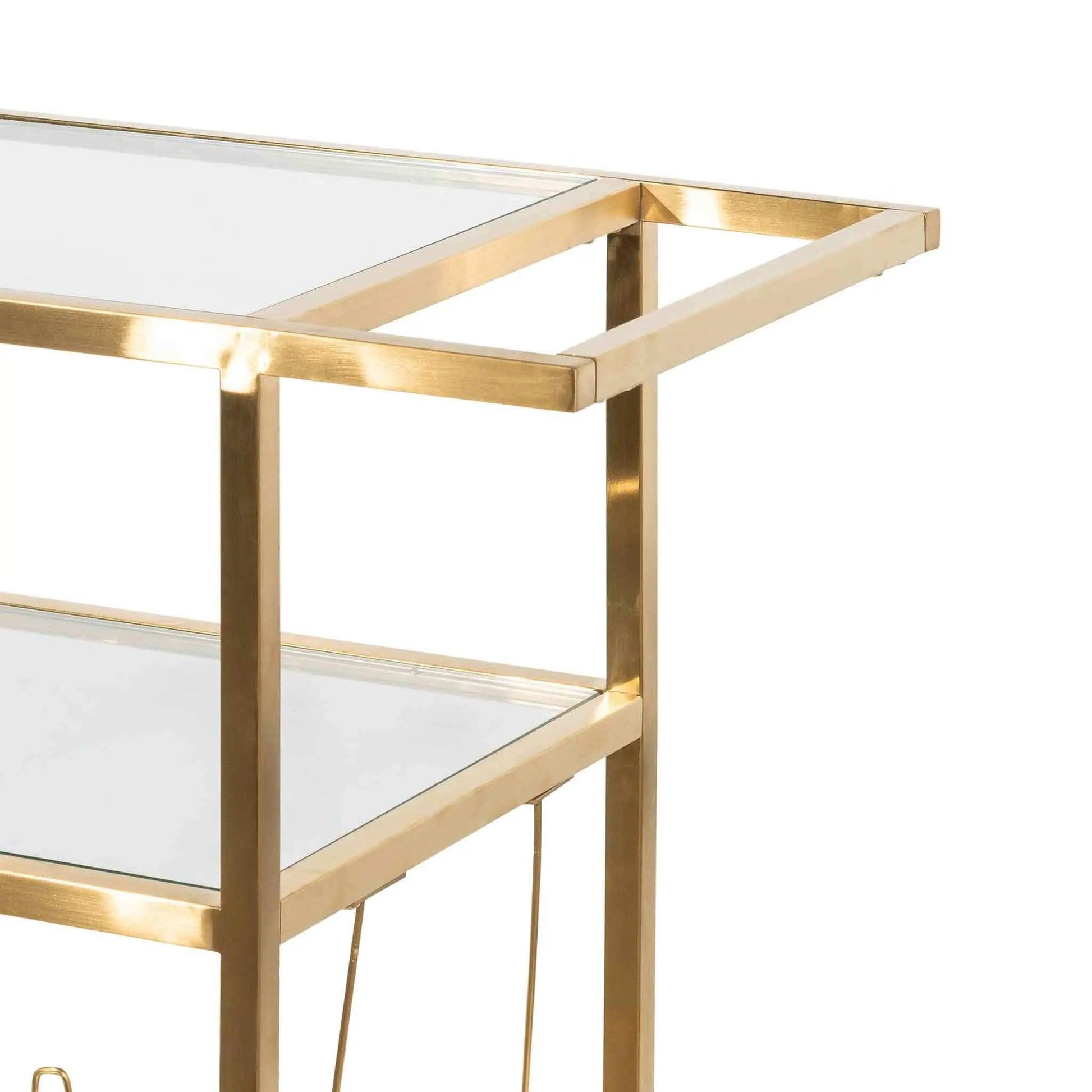 Calibre Glass Bar Cart - Brushed Gold Base BR6223-BS - TrolllyBR6223-BS 4