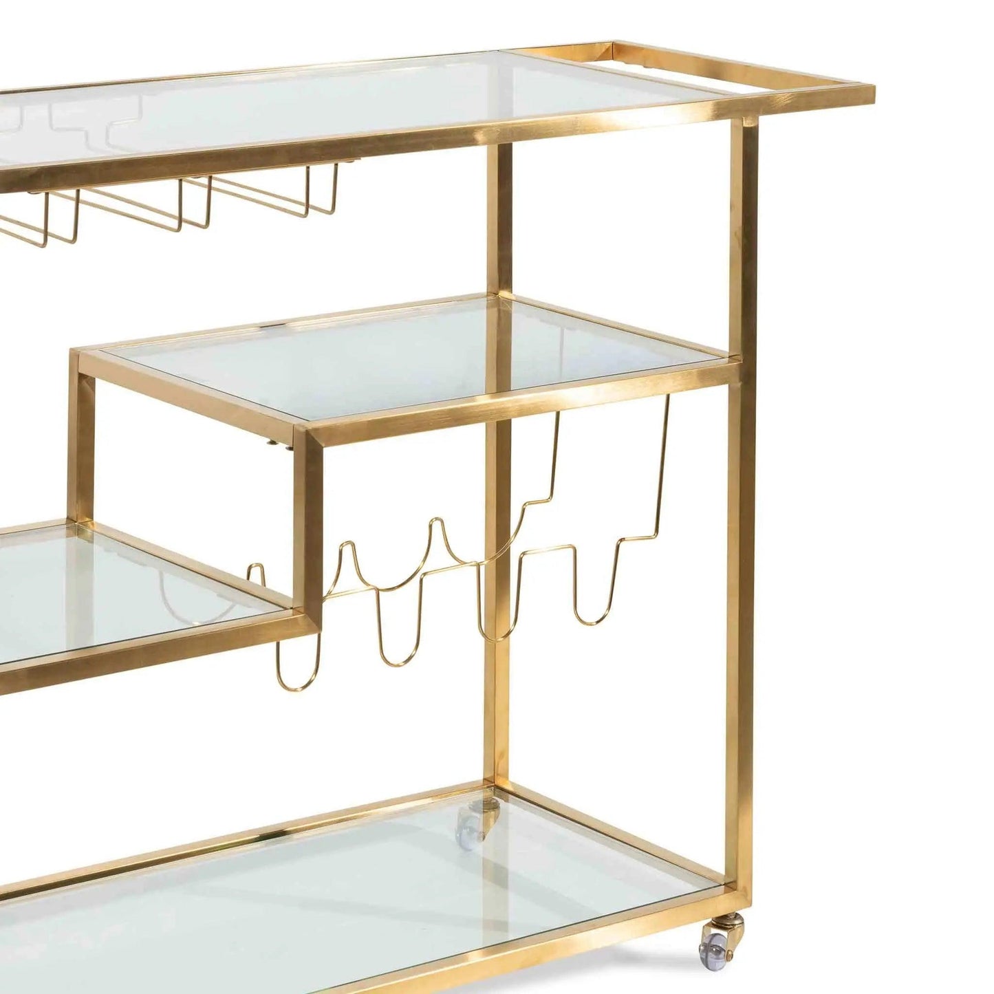 Calibre Glass Bar Cart - Brushed Gold Base BR6223-BS - TrolllyBR6223-BS 3