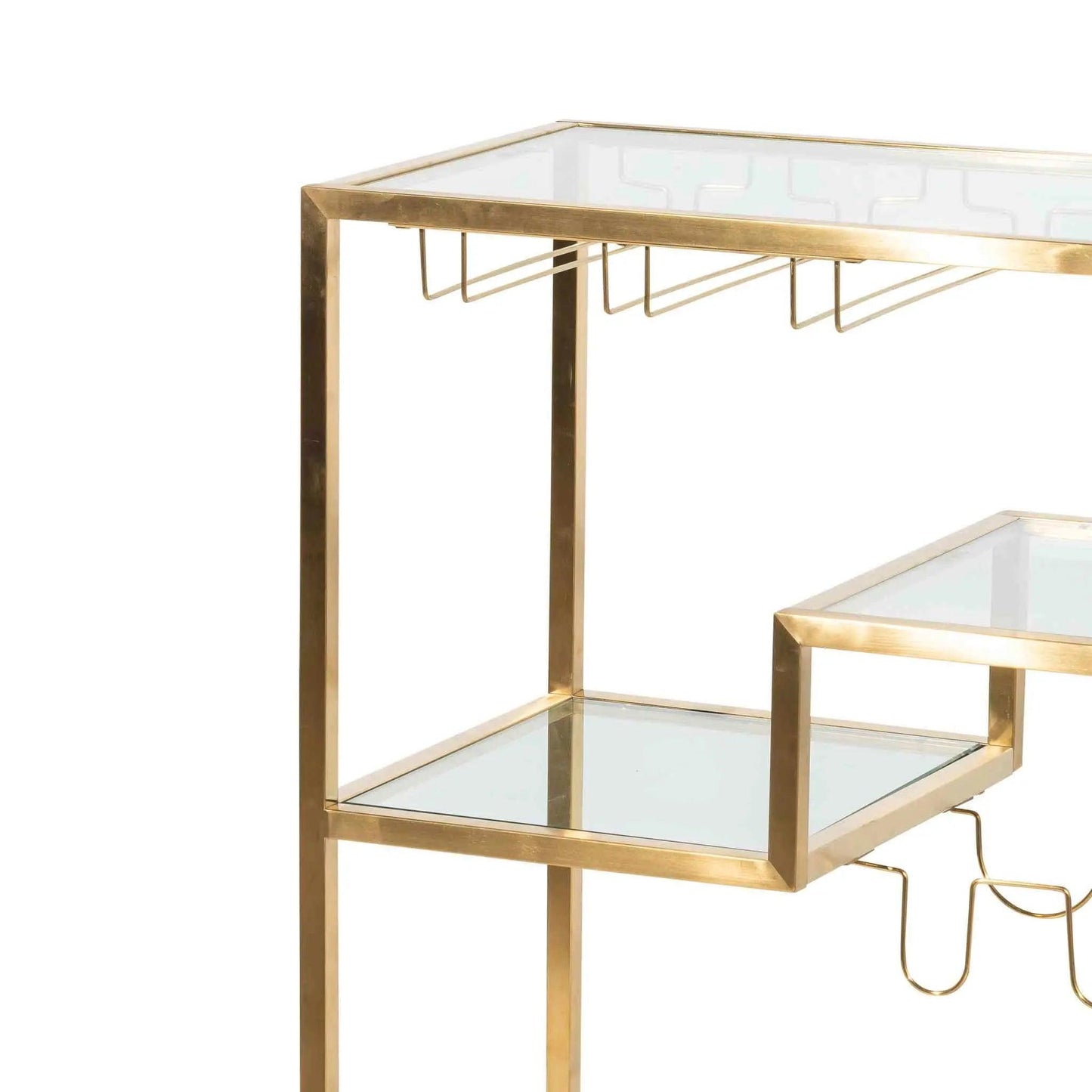 Calibre Glass Bar Cart - Brushed Gold Base BR6223-BS - TrolllyBR6223-BS 2