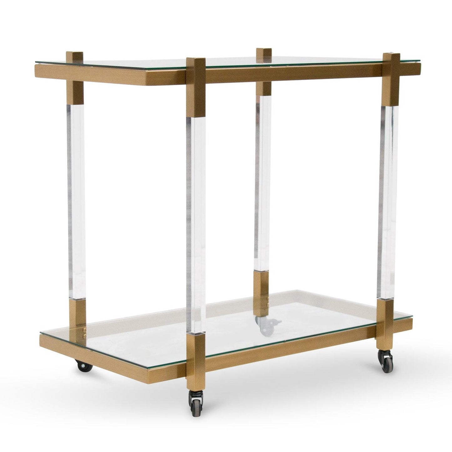 Calibre Glass Bar Cart - Brushed Gold - BR6940-BS 1