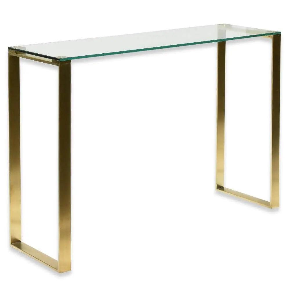 Calibre Glass Console Table - Brushed Gold Base DT2424-BS - Console TablesDT2424-BS 4