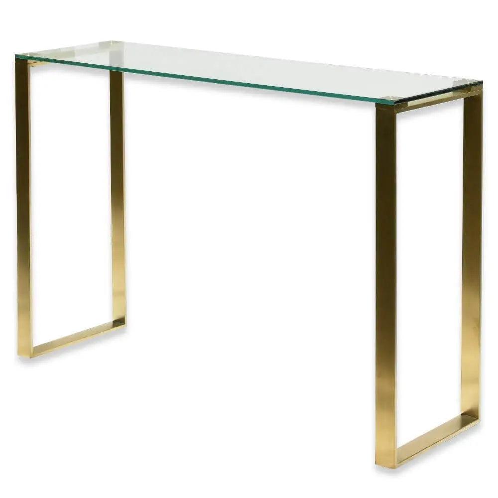 Calibre Glass Console Table - Brushed Gold Base DT2424-BS - Console TablesDT2424-BS 5