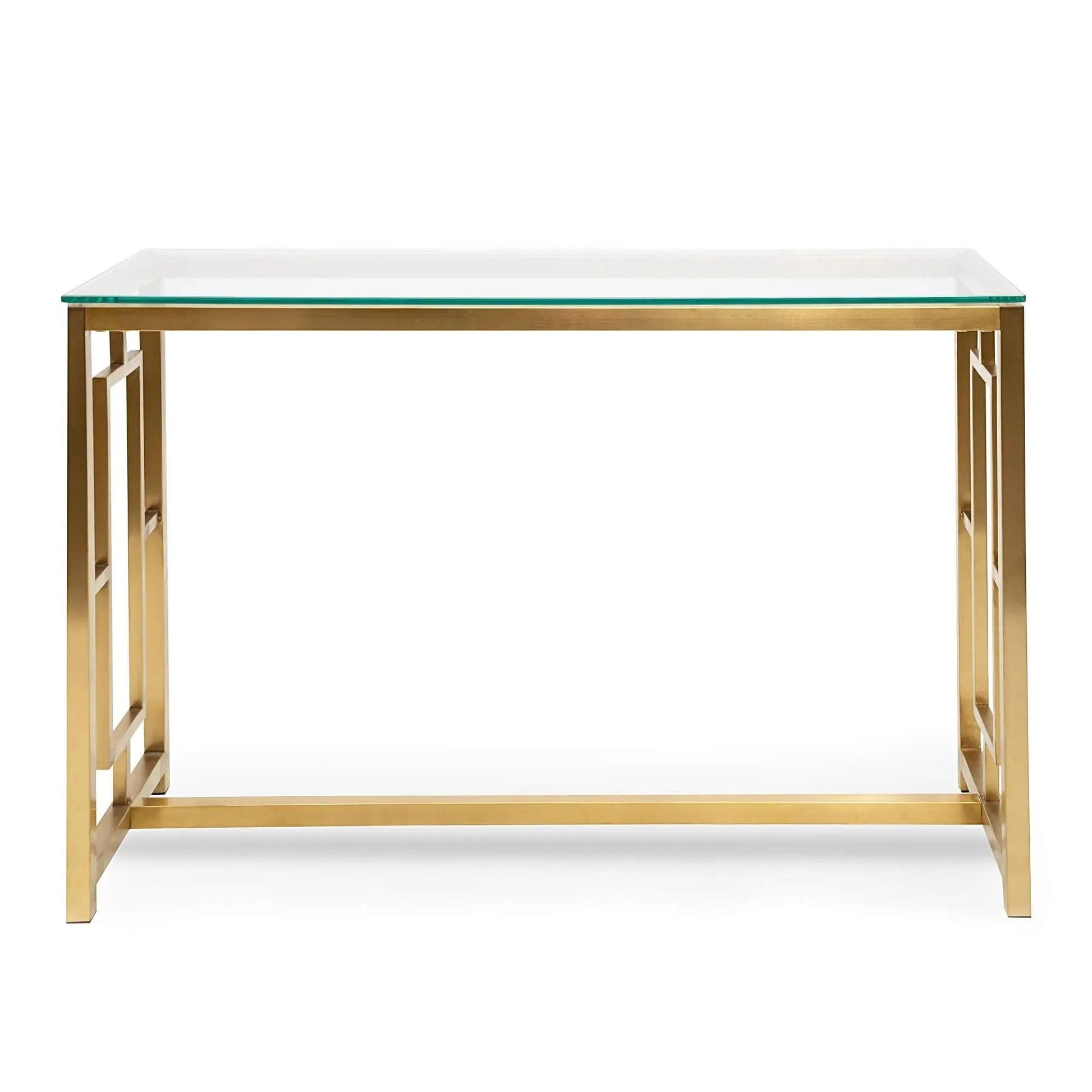 Calibre Glass Console table - Brushed Gold Base DT2583-BS - Console TablesDT2583-BS 1