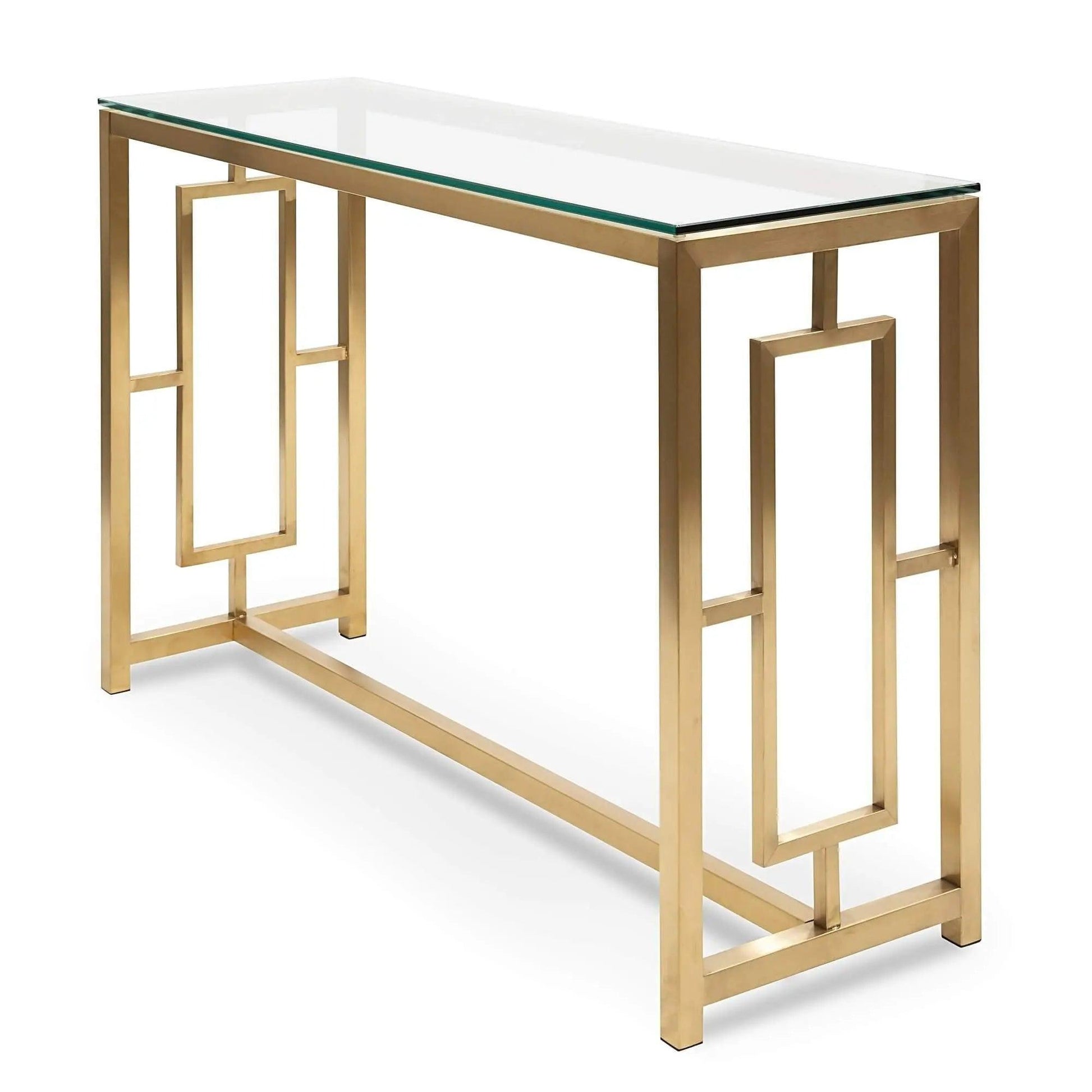 Calibre Glass Console table - Brushed Gold Base DT2583-BS - Console TablesDT2583-BS 2