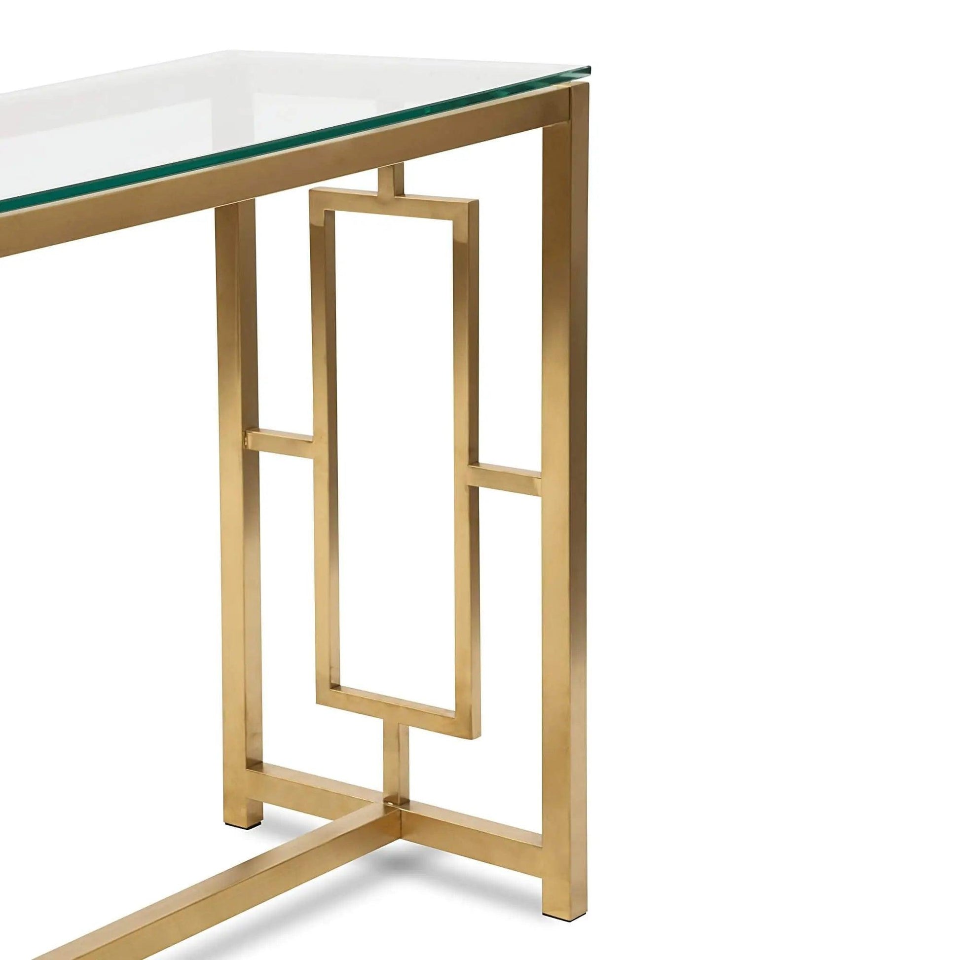 Calibre Glass Console table - Brushed Gold Base DT2583-BS - Console TablesDT2583-BS 3