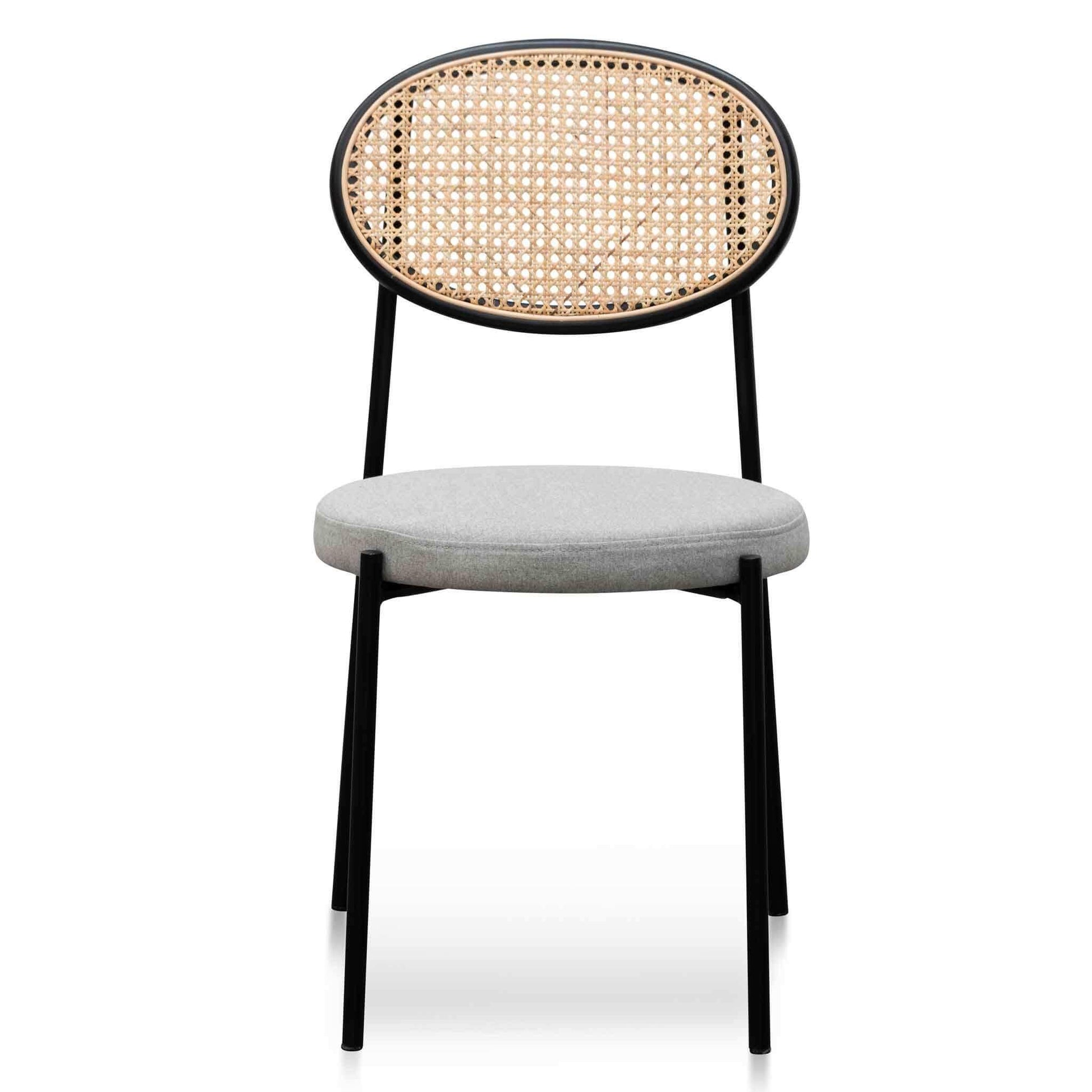 Calibre Grey Fabric Natural Rattan Dining Chair - Black DC6385-SD-Dining Chairs-Calibre-Prime Furniture