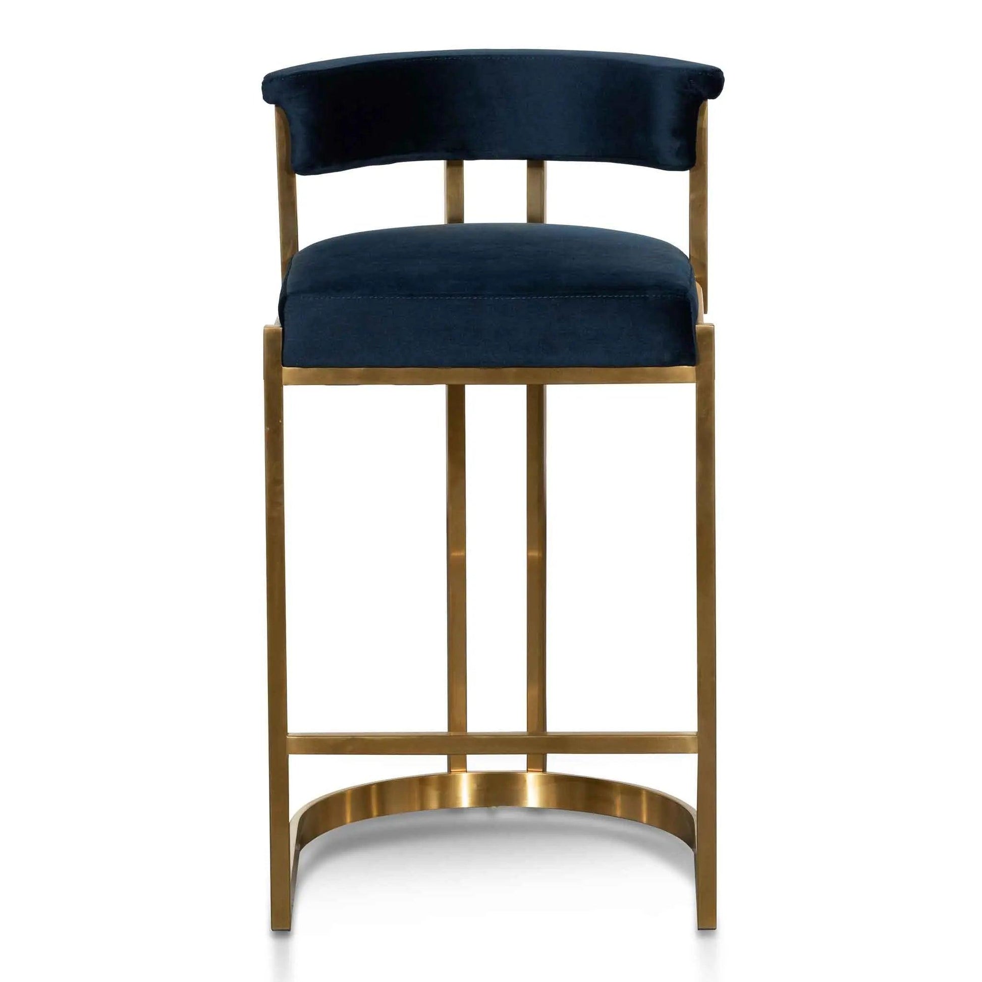 Calibre Indigo Velvet Bar Stool - Golden Base BS6273-BS - StoolsBS6273-BS 1