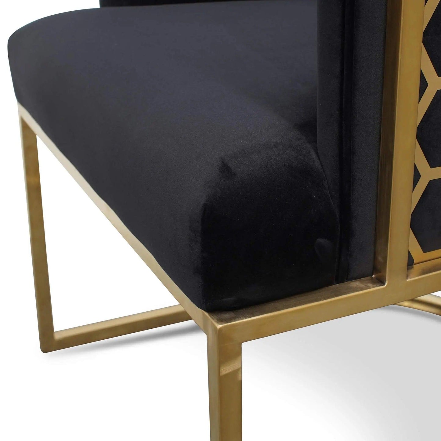 Calibre Lounge Chair In Black Velvet Seat - Brushed Gold LC2612-BS - Outdoor LoungeLC2612-BS 5