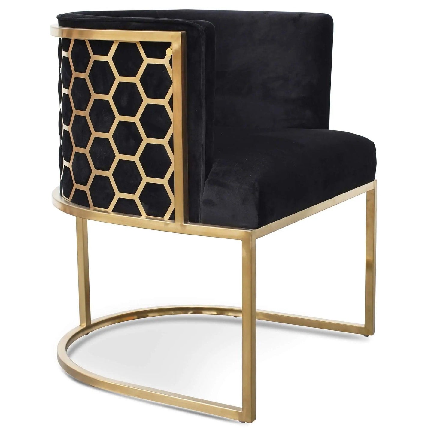 Calibre Lounge Chair In Black Velvet Seat - Brushed Gold LC2612-BS - Outdoor LoungeLC2612-BS 2