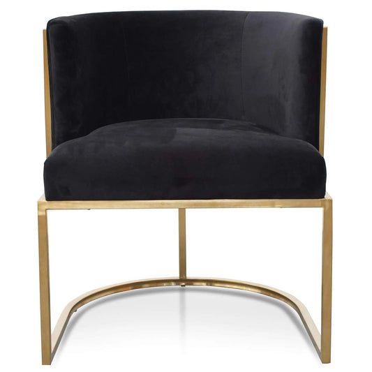 Calibre Lounge Chair In Black Velvet Seat - Brushed Gold LC2612-BS - Outdoor LoungeLC2612-BS 1