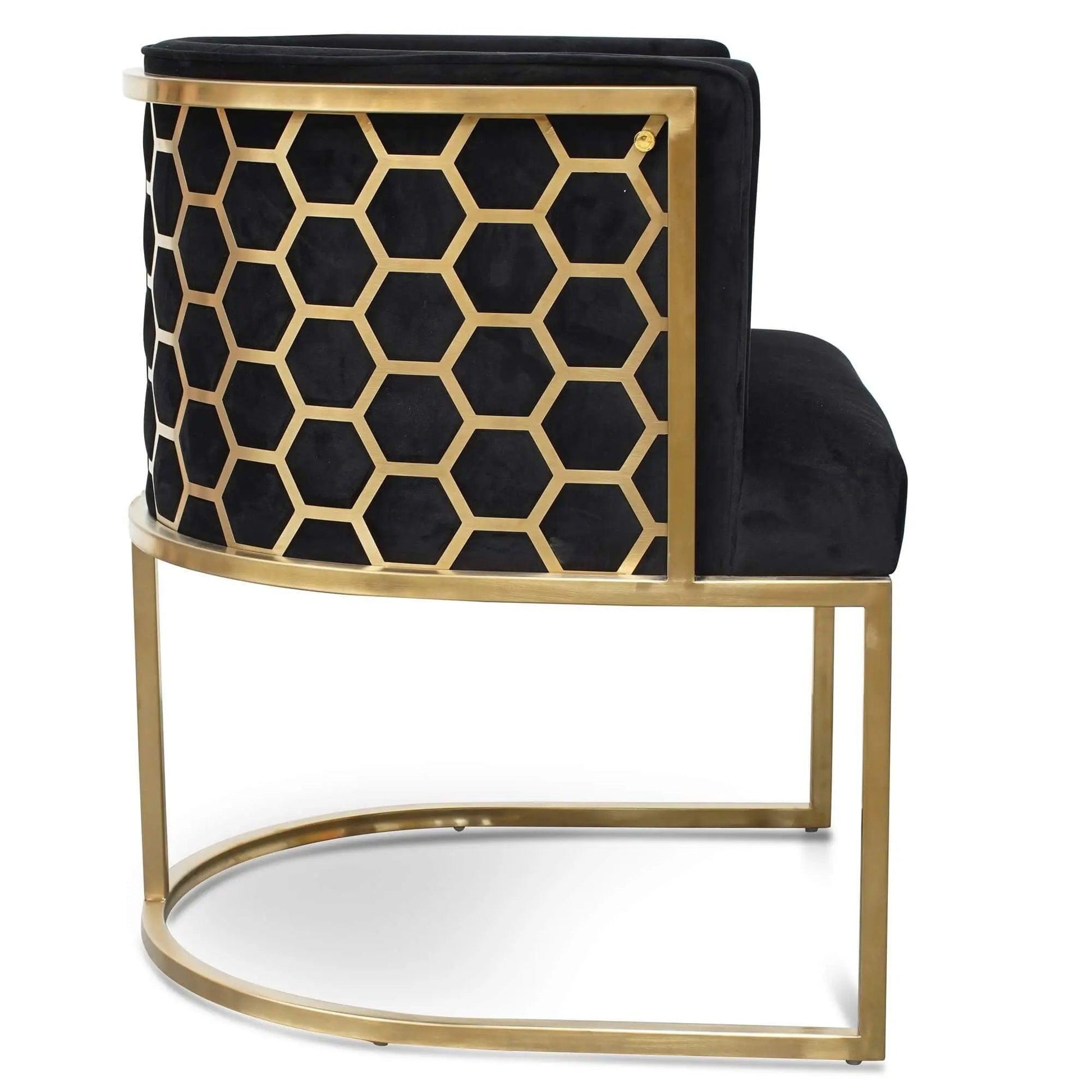 Calibre Lounge Chair In Black Velvet Seat - Brushed Gold LC2612-BS - Outdoor LoungeLC2612-BS 3