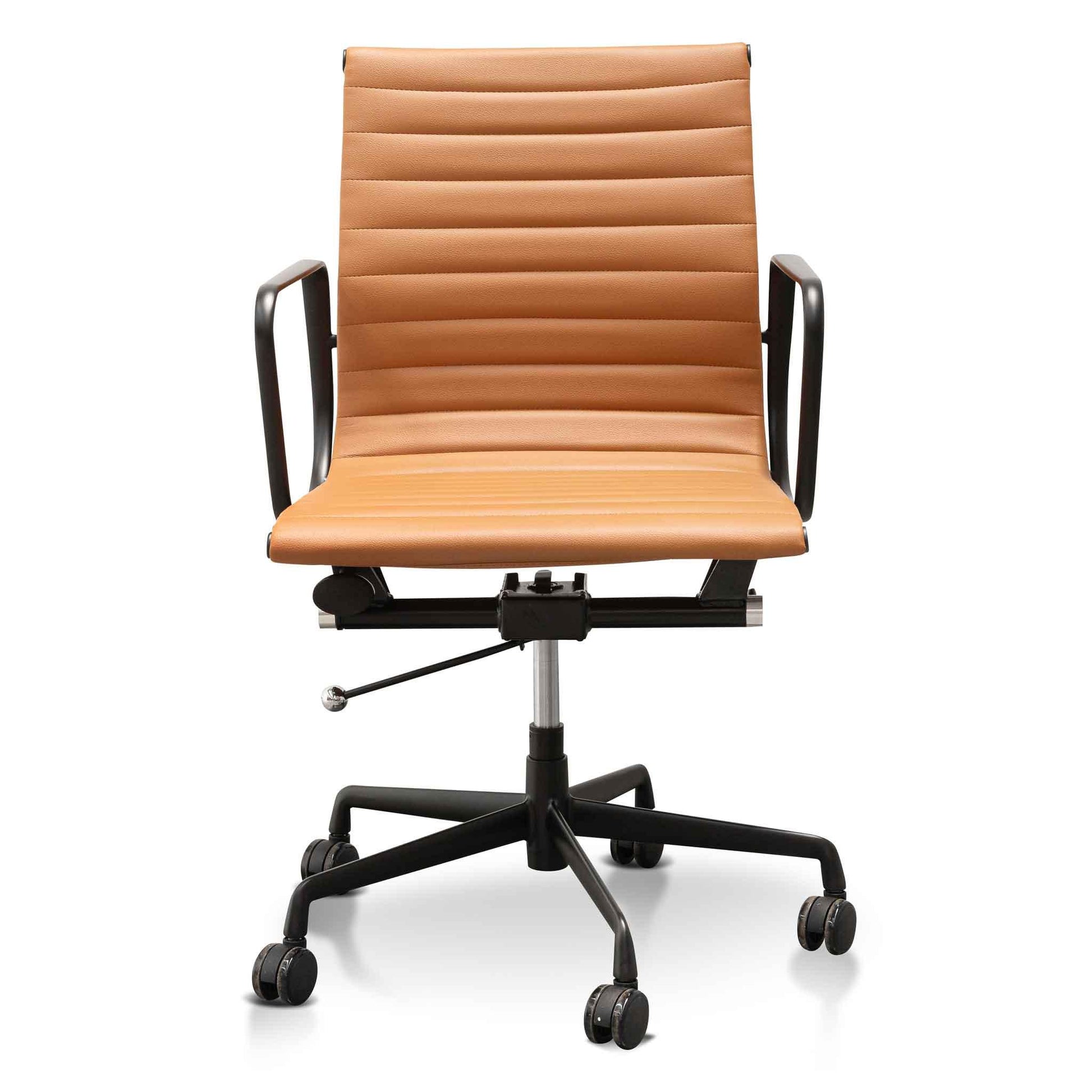 Calibre Low Back Office Chair - Saddle Tan in Black Frame OC6403-YS-Office/Gaming Chairs-Calibre-Prime Furniture