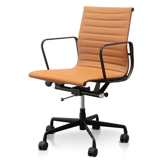 Calibre Low Back Office Chair - Saddle Tan in Black Frame OC6403-YS-Office/Gaming Chairs-Calibre-Prime Furniture