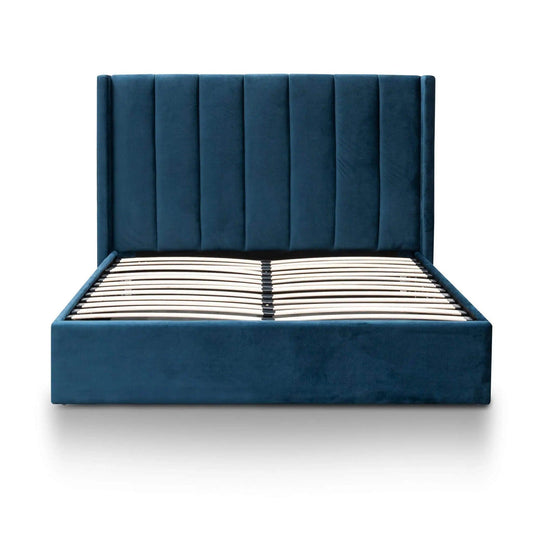 Calibre Queen Bed Frame - Teal Navy Velvet with Storage BD6019-YO - BedsBD6019-YO 1