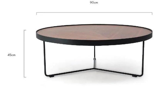 Calibre Round Coffee Table - Walnut Top - Black Frame CF384-90cm - Coffee TablesCF384-90cm 1