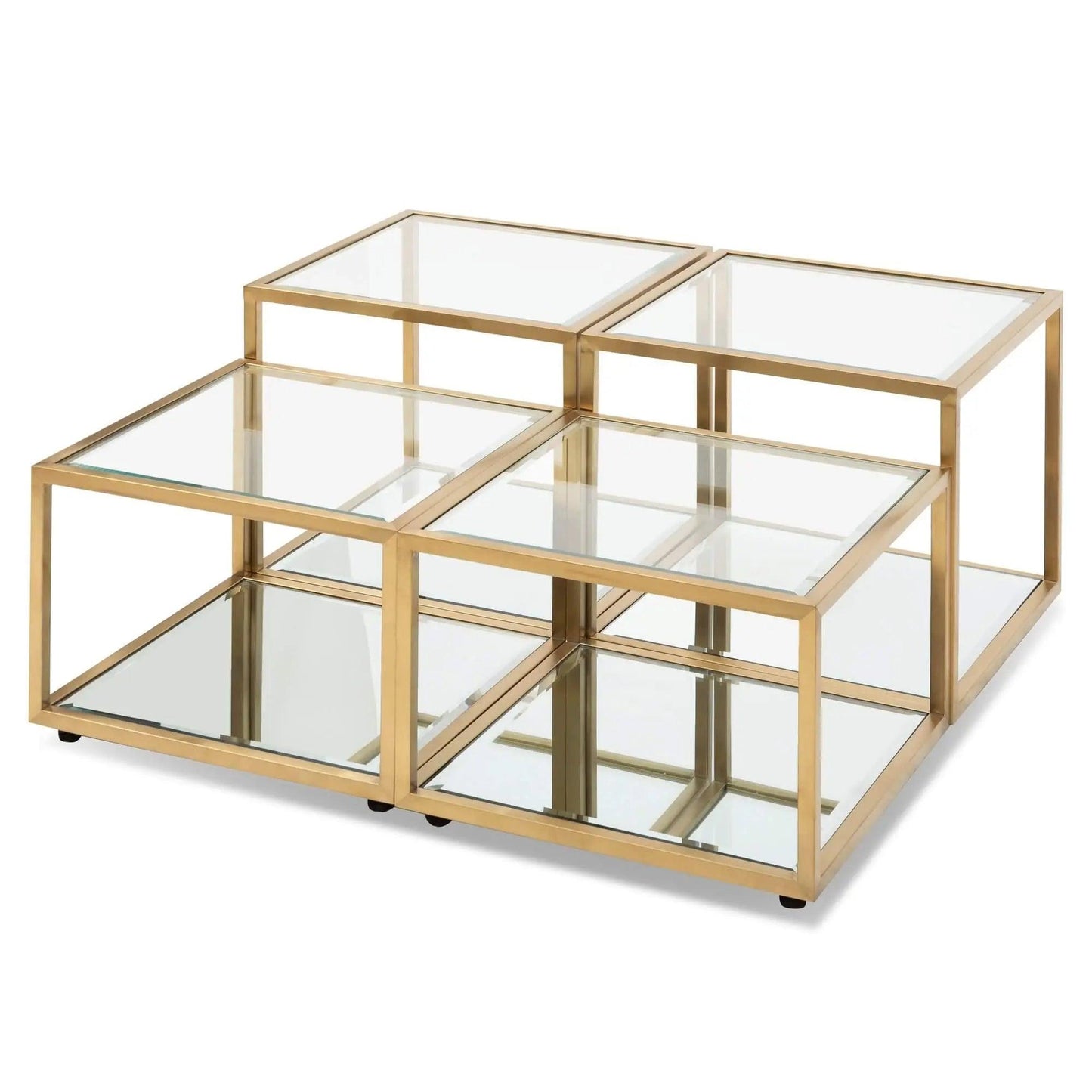 Calibre Set of 4 - C100cm Glass Coffee Table - Brushed Gold Base CF2585-BS - Coffee TablesCF2585-BS 5