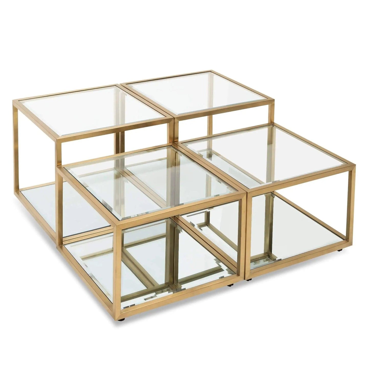 Calibre Set of 4 - C100cm Glass Coffee Table - Brushed Gold Base CF2585-BS - Coffee TablesCF2585-BS 1