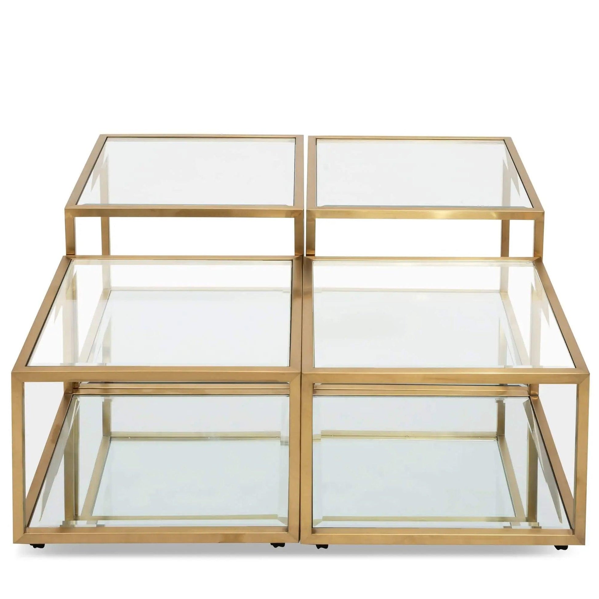 Calibre Set of 4 - C100cm Glass Coffee Table - Brushed Gold Base CF2585-BS - Coffee TablesCF2585-BS 4