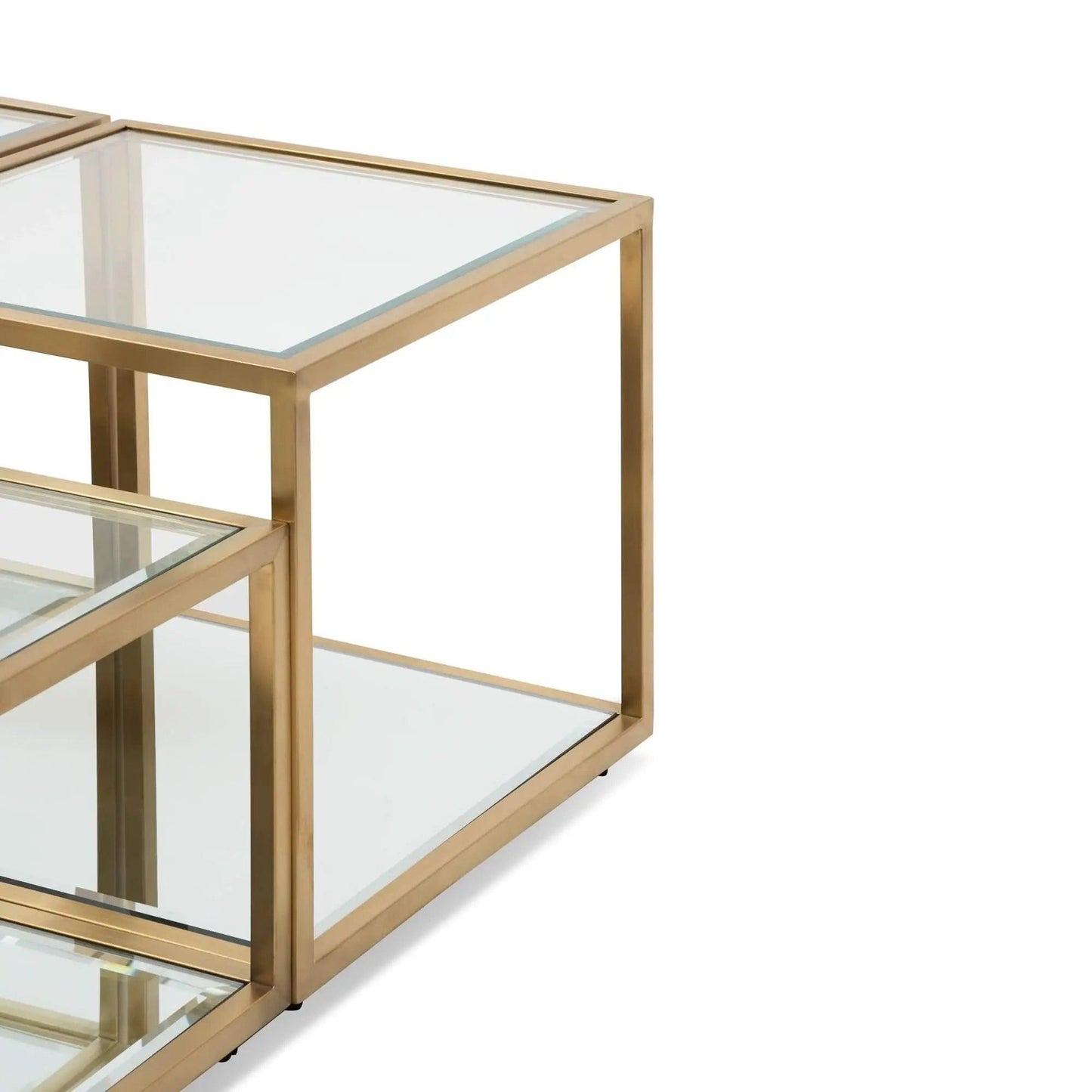 Calibre Set of 4 - C100cm Glass Coffee Table - Brushed Gold Base CF2585-BS - Coffee TablesCF2585-BS 2