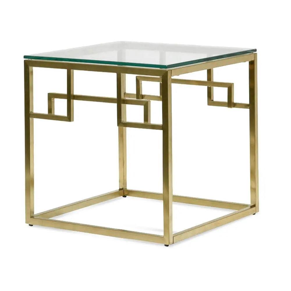 Calibre Side Table - Glass Top - Brushed Gold Base ST2426-BS - Side TableST2426-BS 2