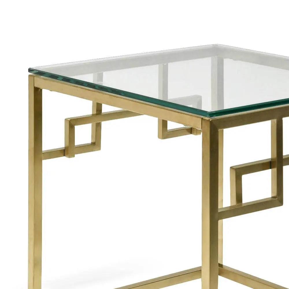 Calibre Side Table - Glass Top - Brushed Gold Base ST2426-BS - Side TableST2426-BS 4