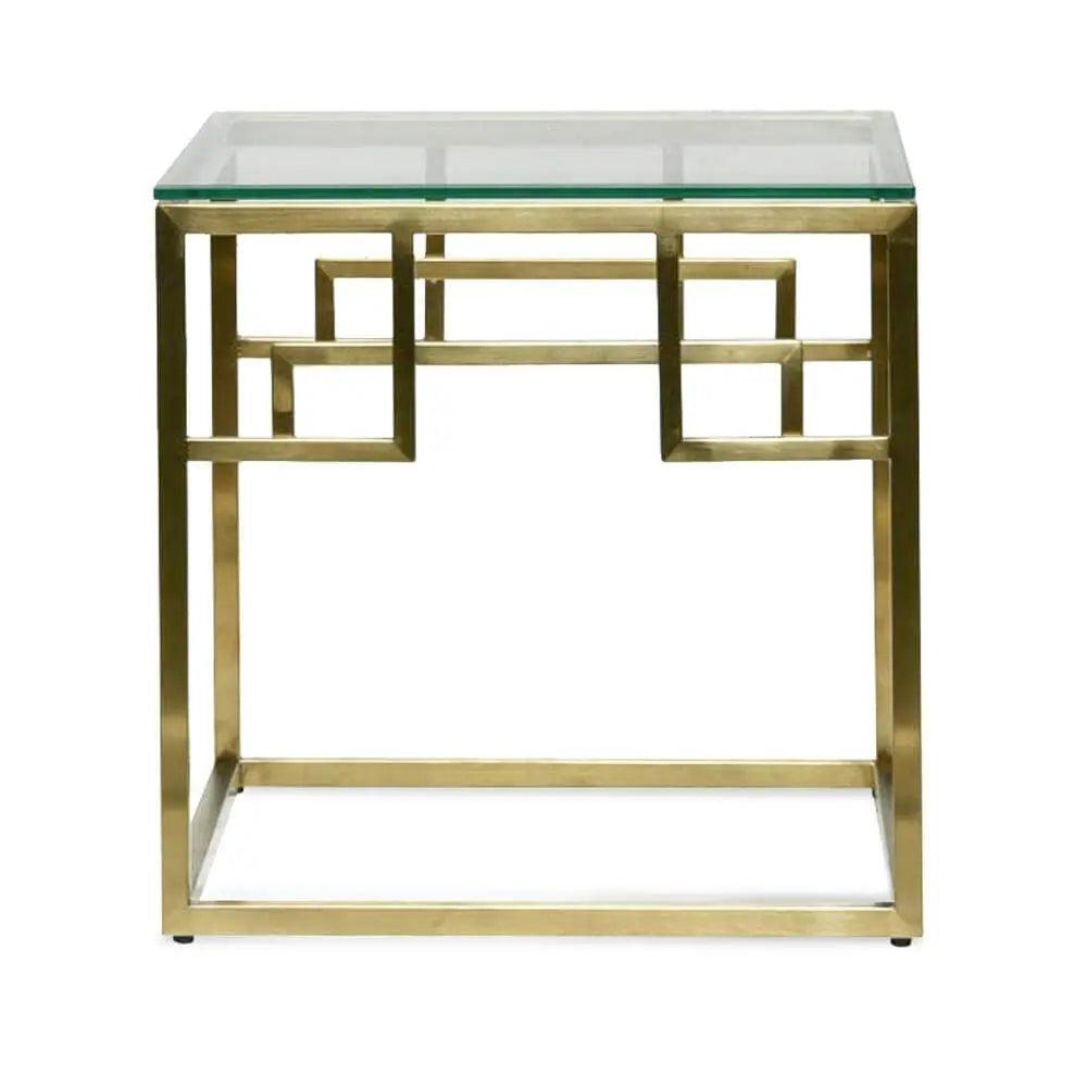 Calibre Side Table - Glass Top - Brushed Gold Base ST2426-BS - Side TableST2426-BS 1