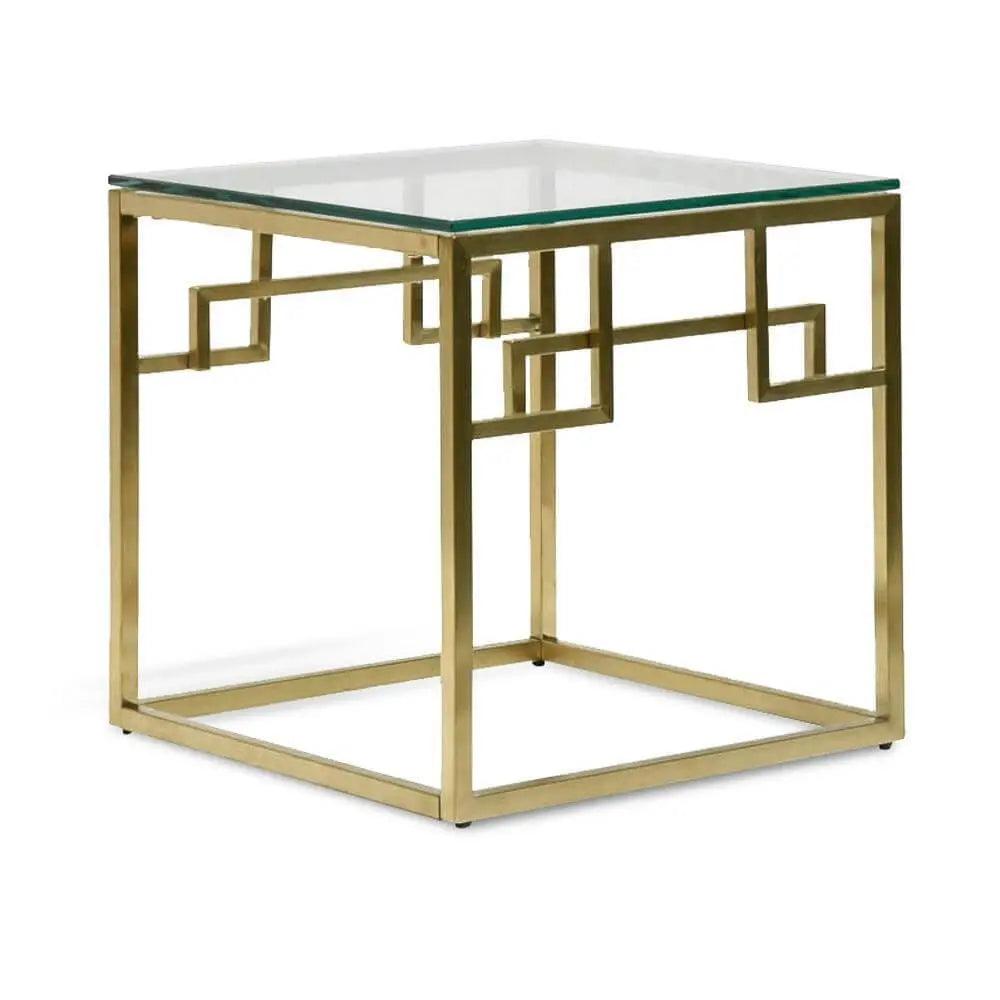 Calibre Side Table - Glass Top - Brushed Gold Base ST2426-BS - Side TableST2426-BS 3