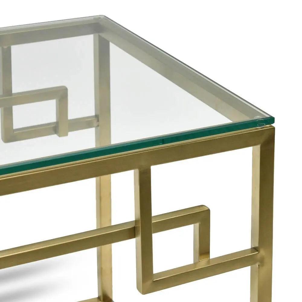 Calibre Side Table - Glass Top - Brushed Gold Base ST2426-BS - Side TableST2426-BS 5