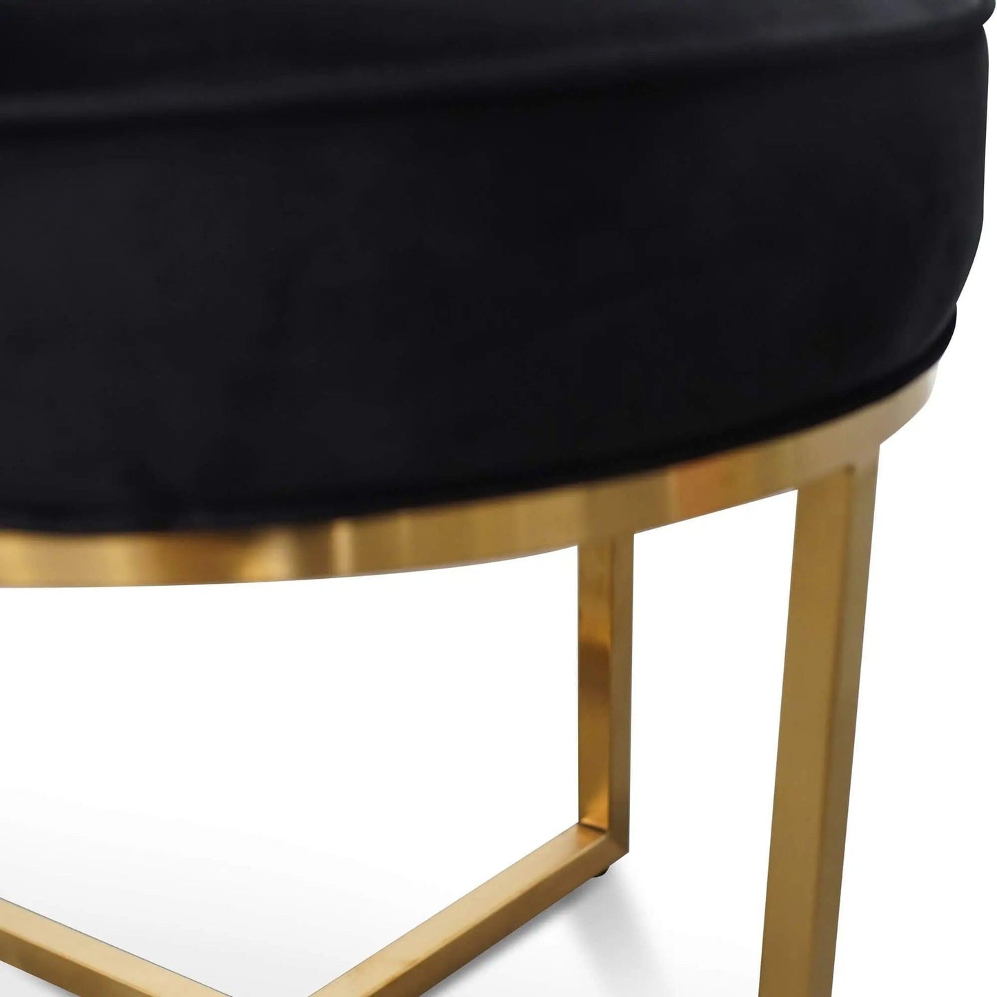 Calibre Steel Frame Ottoman In Black Velvet Seat - Brushed Gold Base - OttomonLC2617-BS 3