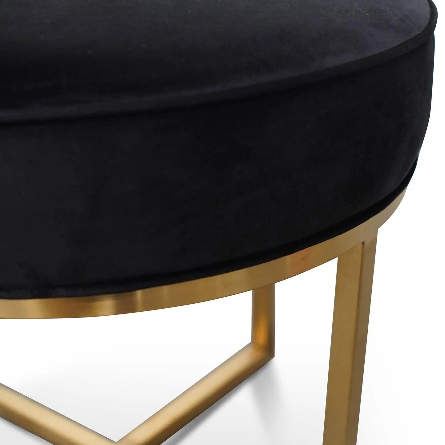 Calibre Steel Frame Ottoman In Black Velvet Seat - Brushed Gold Base - OttomonLC2617-BS 2