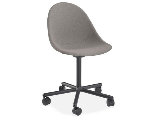 Pebble Fabric Dark Grey Upholstered Chair - Swivel Base w Castors - Black-Level-Prime Furniture